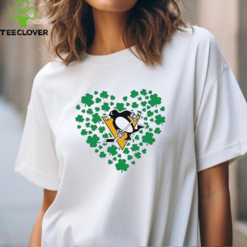 Clover Leaf St Patrick’s Day Pittsburgh Penguins Heart Shirt