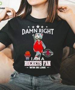 Clutch mascot damn right I am a Rockets fan win or lose hoodie, sweater, longsleeve, shirt v-neck, t-shirt