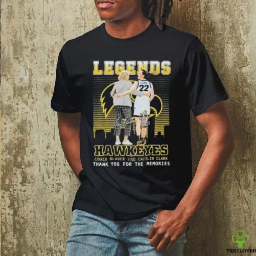 Coach Bluder and Caitlin Clark Legends Hawkeyes Skyline 2024 Signatures Shirt