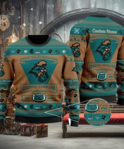 Coastal Carolina Chanticleers Team Custom Name Ugly Christmas Sweater For Men And Women Sport Gift