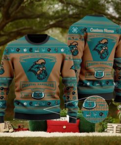Coastal Carolina Chanticleers Team Custom Name Ugly Christmas Sweater For Men And Women Sport Gift