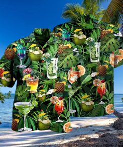 Cocktail And Fruit Hello Summer Tropical Hawaiian Shirt
