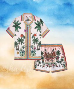 Coconut Tree Greek Pattern Tropical Hawaiian Shirt And Short