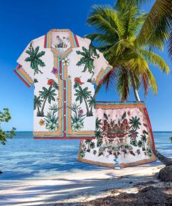 Coconut Tree Greek Pattern Tropical Hawaiian Shirt And Short