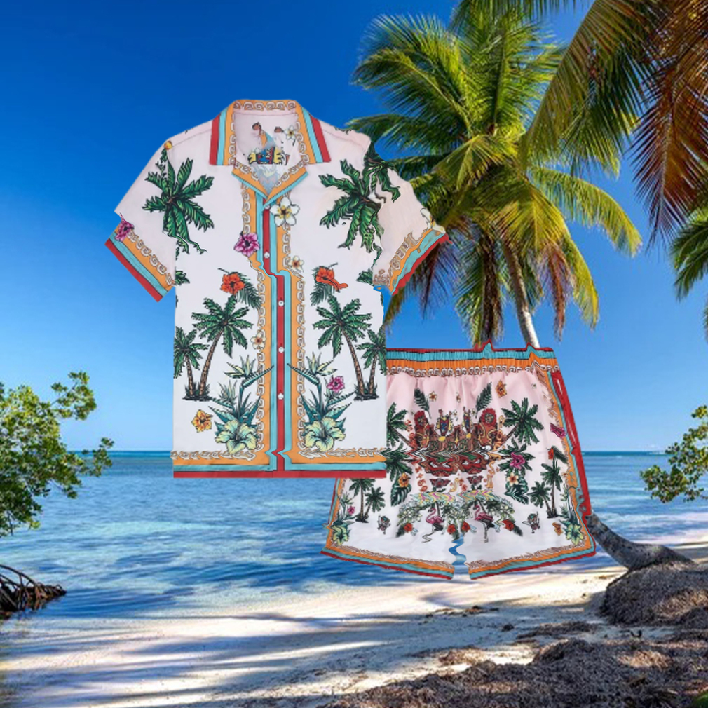 Coconut Tree Greek Pattern Tropical Hawaiian Shirt And Short Coconut Tree Greek Pattern Tropical Hawaiian Shirt And Short