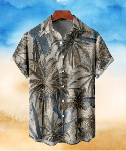 Coconut Tree Print Men s Casual Short Sleeve Hawaiian Shirt Men s Shirt For Summer Vacation Resort Tops For Men
