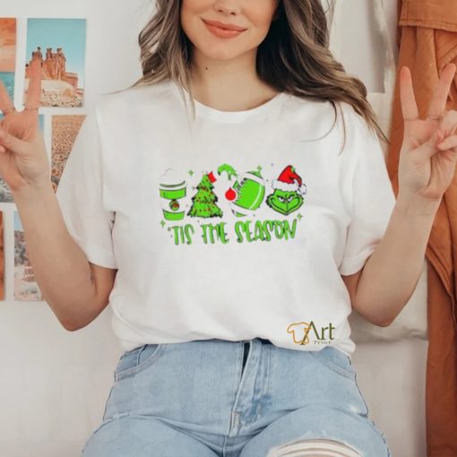Coffee Christmas football Grinch tis the season shirt