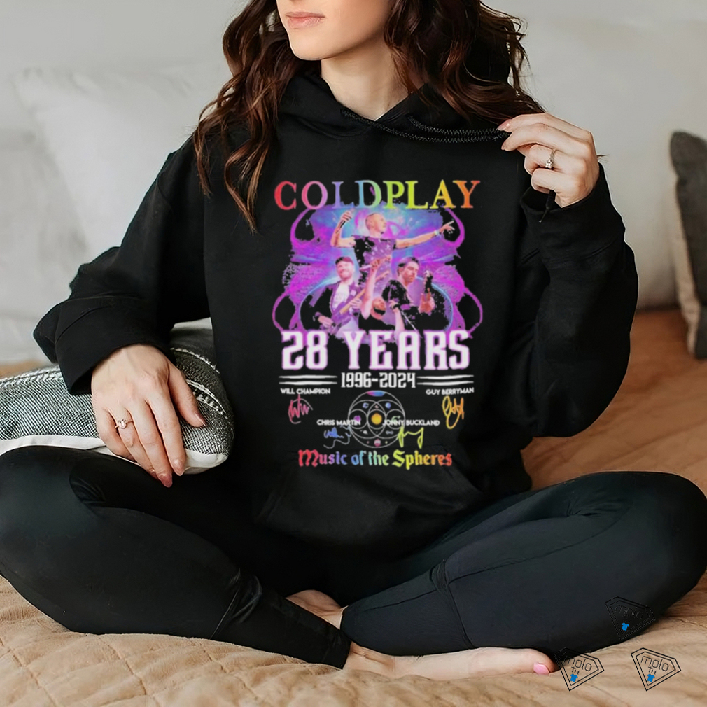 Coldplay 28 Years 1996 2024 World Tour Music Of The Spheres Signatures Shirt Coldplay 28 Years 1996 2024 World Tour Music Of The Spheres Signatures Shirt