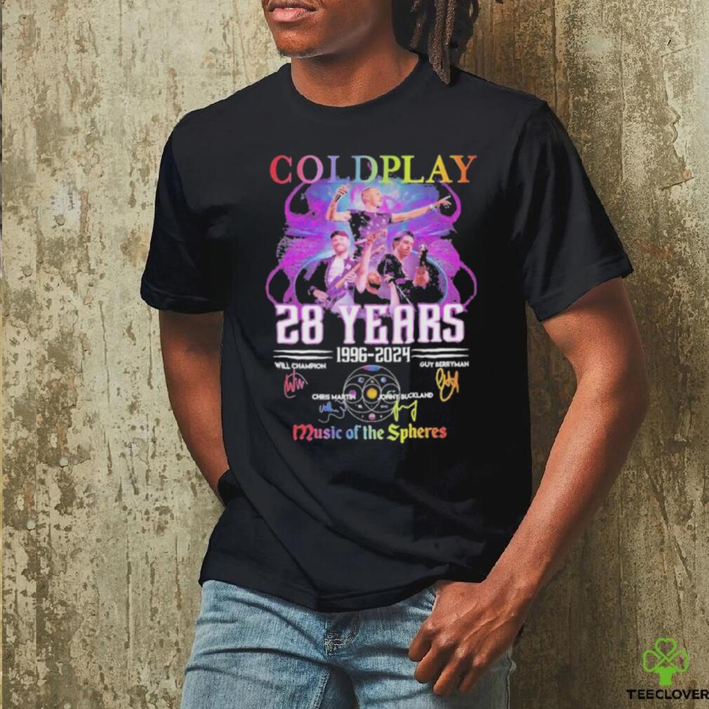 Coldplay 28 Years 1996 2024 World Tour Music Of The Spheres Signatures Shirt Coldplay 28 Years 1996 2024 World Tour Music Of The Spheres Signatures Shirt