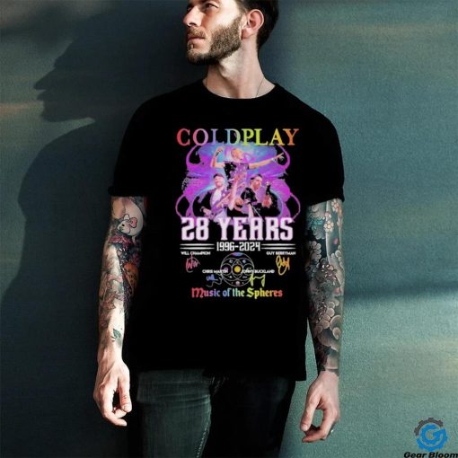 Coldplay 28 Years 1996 2024 World Tour Music Of The Spheres Signatures Shirt