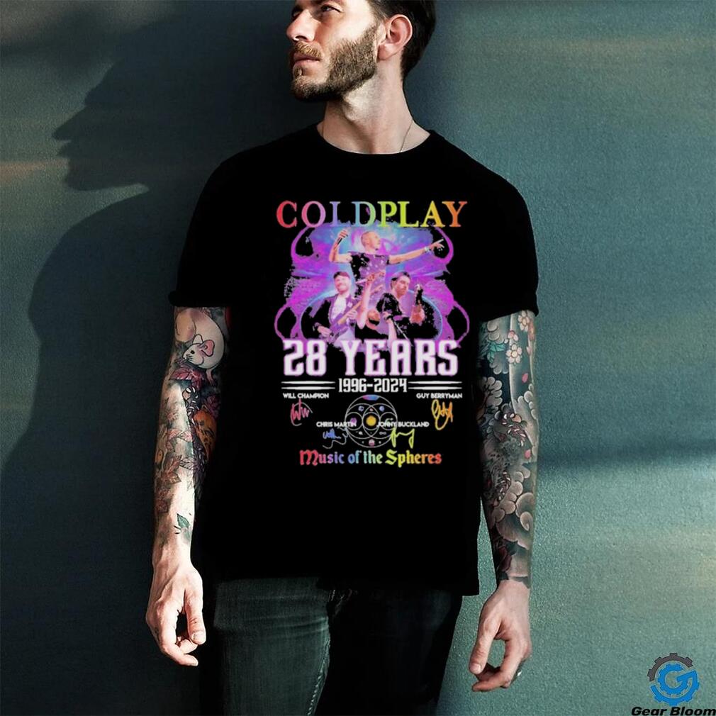 Coldplay 28 Years 1996 2024 World Tour Music Of The Spheres Signatures Shirt Coldplay 28 Years 1996 2024 World Tour Music Of The Spheres Signatures Shirt