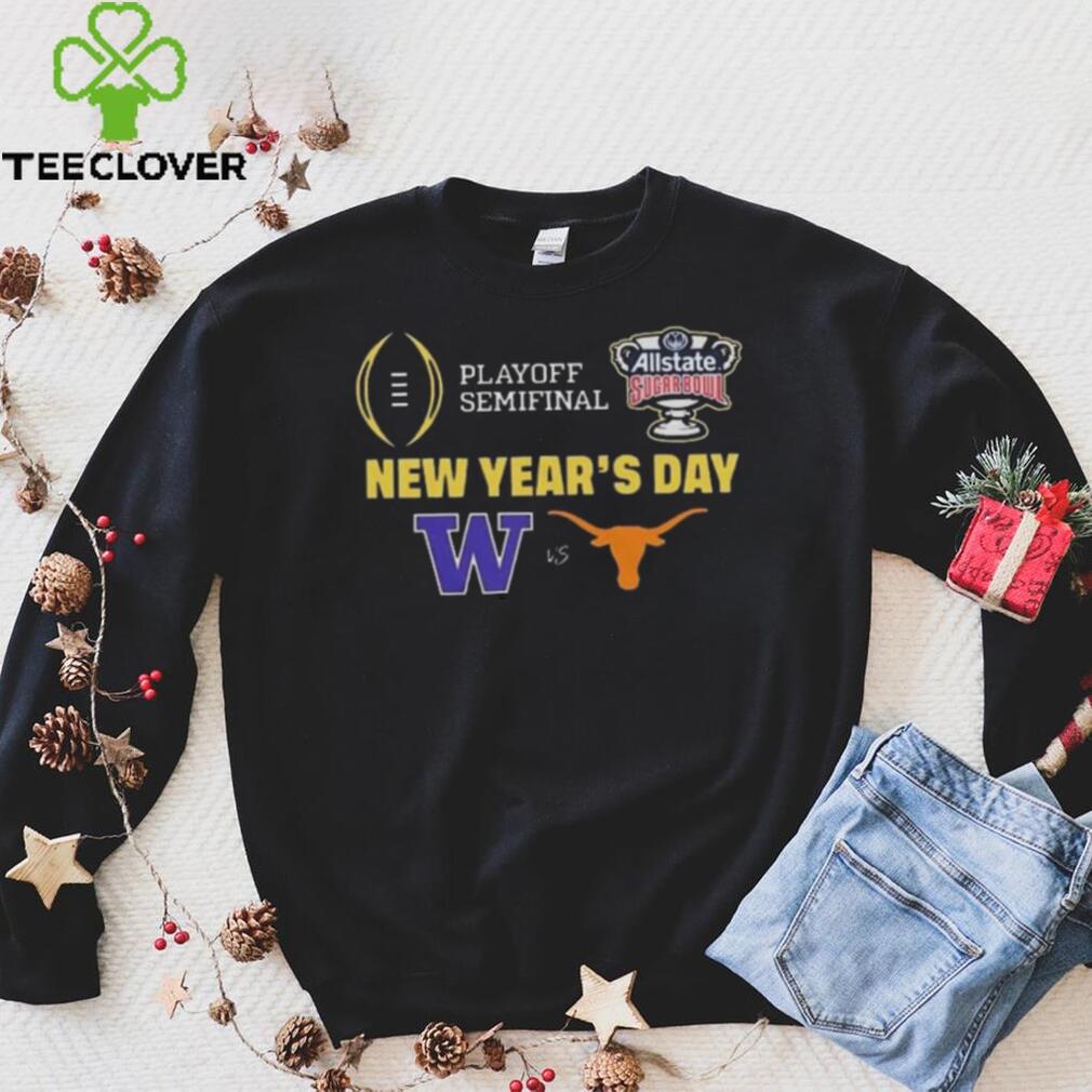 College Football Bowls Games Playoff Semifinal Allstate Sugar Bowl New Year’s Day Logo Washington Huskies Vs Texas Longhorns T shirt College Football Bowls Games Playoff Semifinal Allstate Sugar Bowl New Year’s Day Logo Washington Huskies Vs Texas Longhorns T shirt