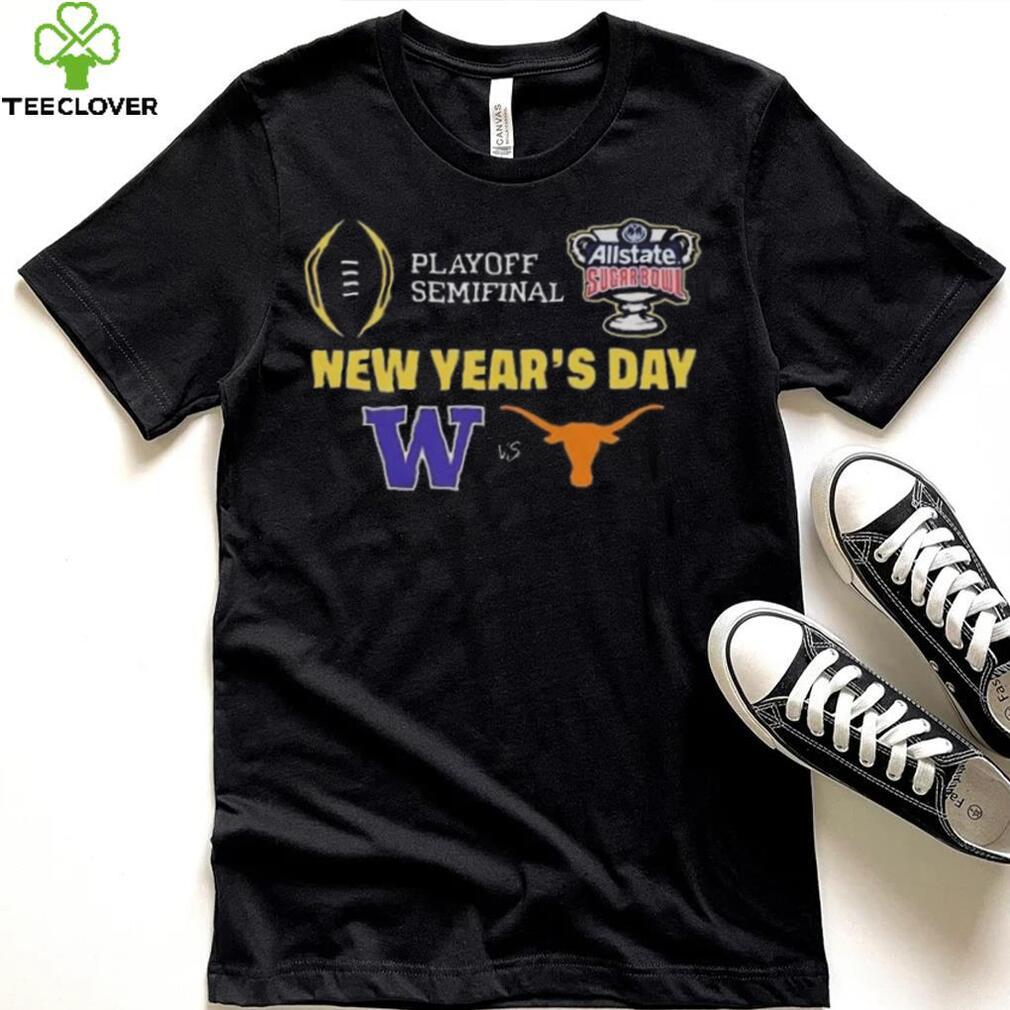 College Football Bowls Games Playoff Semifinal Allstate Sugar Bowl New Year’s Day Logo Washington Huskies Vs Texas Longhorns T shirt College Football Bowls Games Playoff Semifinal Allstate Sugar Bowl New Year’s Day Logo Washington Huskies Vs Texas Longhorns T shirt