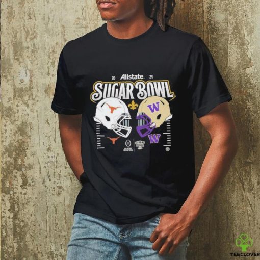 College Football Playoff Semifinal 2024 Allstate Sugar Bowl Helmet Matchup Head To Head Washington Huskies And Texas Longhorns T Shirt