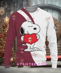 College of Charleston Cougars Basketball Myrtle Beach Invitational Snoopy Cute Heart Red White Christmas Sweater