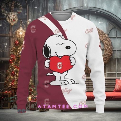 College of Charleston Cougars Basketball Myrtle Beach Invitational Snoopy Cute Heart Red White Christmas Sweater