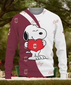 College of Charleston Cougars Snoopy Cute Heart American Sports Team Knitted Christmas Sweater