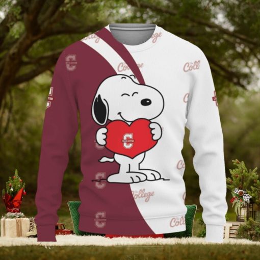 College of Charleston Cougars Snoopy Cute Heart American Sports Team Knitted Christmas Sweater