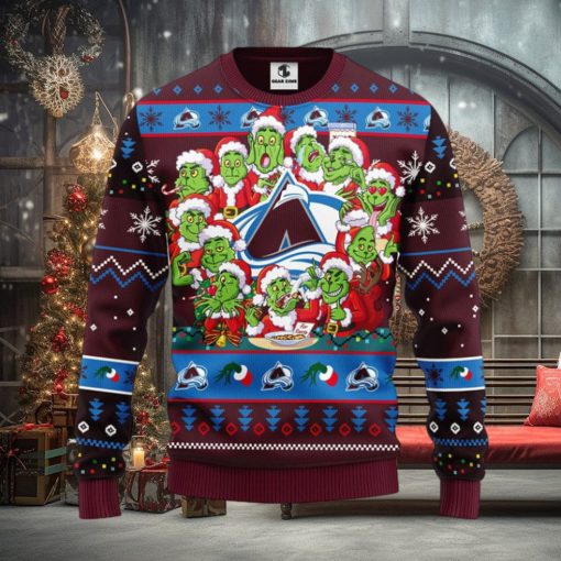 Colorado Avalanche 12 Grinch Xmas Day Christmas Ugly Sweater