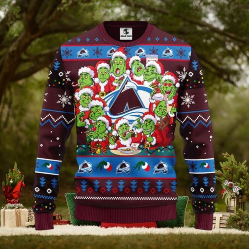 Colorado Avalanche 12 Grinch Xmas Day Christmas Ugly Sweater