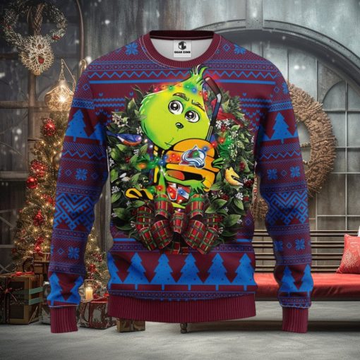 Colorado Avalanche Grinch Hug Christmas Ugly Sweater