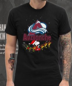 Colorado Avalanche NHL Santa Snoopy and Woodstock Christmas T Shirt