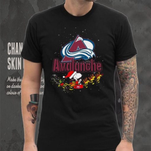 Colorado Avalanche NHL Santa Snoopy and Woodstock Christmas T Shirt