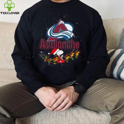 Colorado Avalanche NHL Santa Snoopy and Woodstock Christmas T Shirt