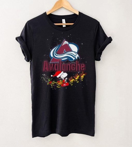 Colorado Avalanche NHL Santa Snoopy and Woodstock Christmas T Shirt