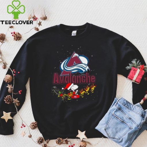 Colorado Avalanche NHL Santa Snoopy and Woodstock Christmas T Shirt