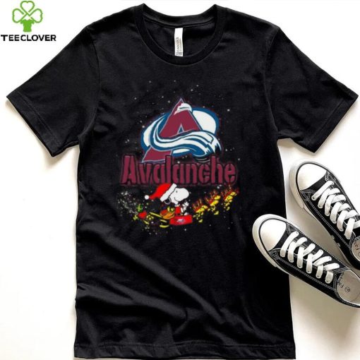 Colorado Avalanche NHL Santa Snoopy and Woodstock Christmas T Shirt