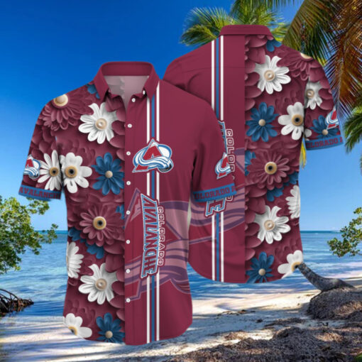Colorado Avalanche Striped Floral Hawaiian Shirt