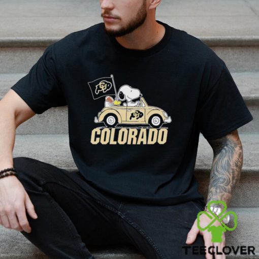 Colorado Buffaloes Peanuts Snoopy And Woodstock Drive Car On Gameday Football Shirt