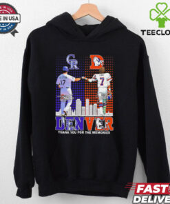 Colorado Rockies Helton x Denver Broncos Elway Denver skyline shirt