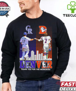 Colorado Rockies Helton x Denver Broncos Elway Denver skyline shirt