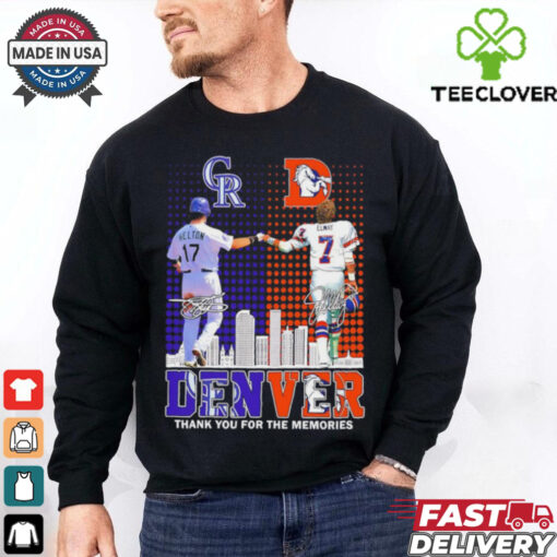 Colorado Rockies Helton x Denver Broncos Elway Denver skyline shirt