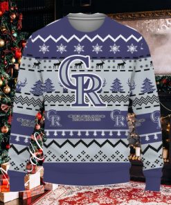Colorado RockiesSnowflake Reindeer Pattern Ugly Christmas Sweater