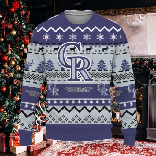Colorado RockiesSnowflake Reindeer Pattern Ugly Christmas Sweater