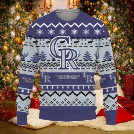 Colorado RockiesSnowflake Reindeer Pattern Ugly Christmas Sweater