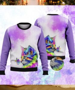 Colorful Cat Purple Ugly Christmas Sweater