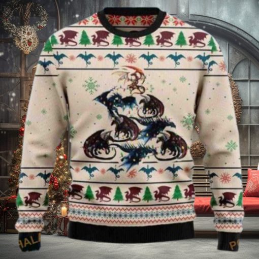 Colorful Dragon Make A Christmas Funny Ugly Sweater 3D, Funny Xmas Gifts