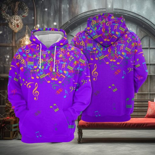 Colorful Music Notes 3D Printed Hoodie Ver 2