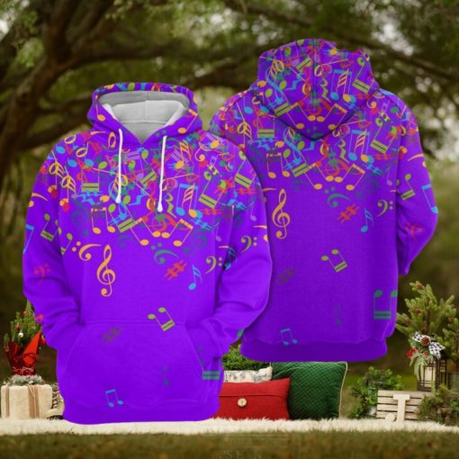 Colorful Music Notes 3D Printed Hoodie Ver 2