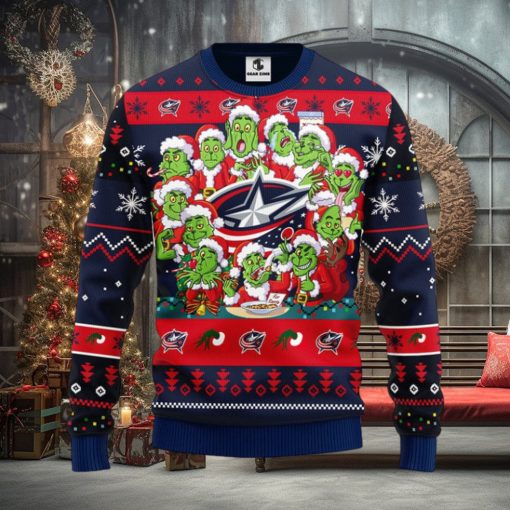 Columbus Blue Jackets 12 Grinch Xmas Day Christmas Ugly Sweater