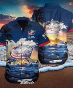 Columbus Blue Jackets Custom Name 3D All Over Print Hawaiian Shirt