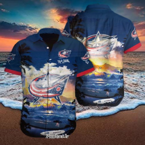 Columbus Blue Jackets Custom Name 3D All Over Print Hawaiian Shirt