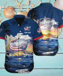 Columbus Blue Jackets Custom Name 3D All Over Print Hawaiian Shirt