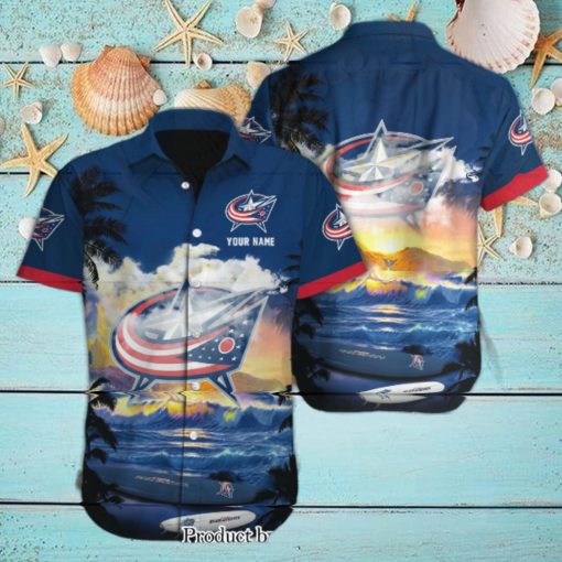 Columbus Blue Jackets Custom Name 3D All Over Print Hawaiian Shirt