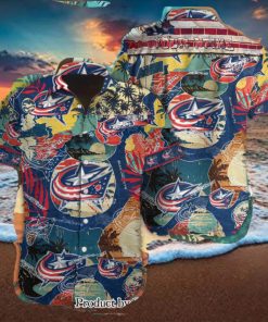 Columbus Blue Jackets Custom Name Gift Ideas Full Printing Hawaiian Shirt