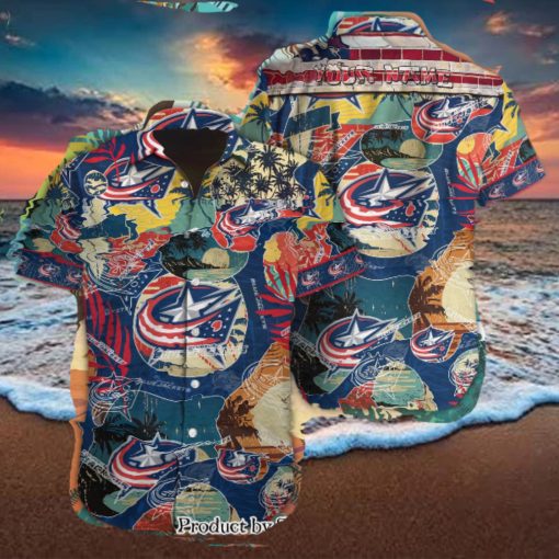 Columbus Blue Jackets Custom Name Gift Ideas Full Printing Hawaiian Shirt